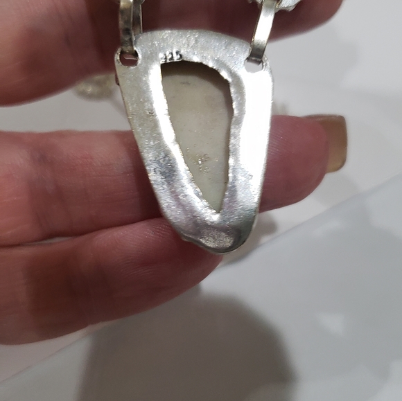 Handmade Mother Of Pearl Druzy Gemstone 925 Necklace - Picture 9 of 11